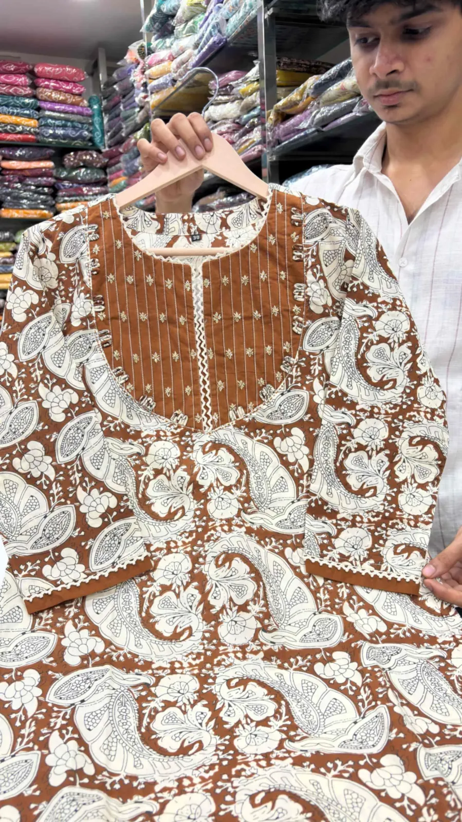 Earthy Brown Paisley Print 3-Piece Suit